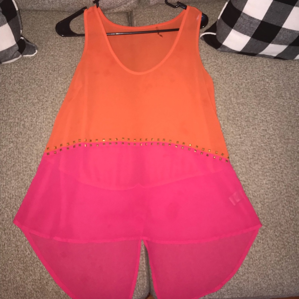 Orange/Pink top with gold beading!